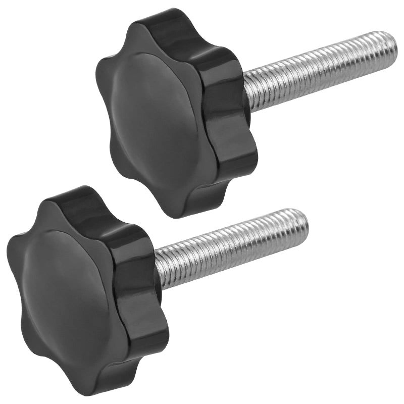 LifCratms M8 x 40mm Thread Star Knob 2Pcs, Plastic Hex Shaped Clamping Knob Handle Hand Tightening Screw for Umbrella Base Replacement - Image 1
